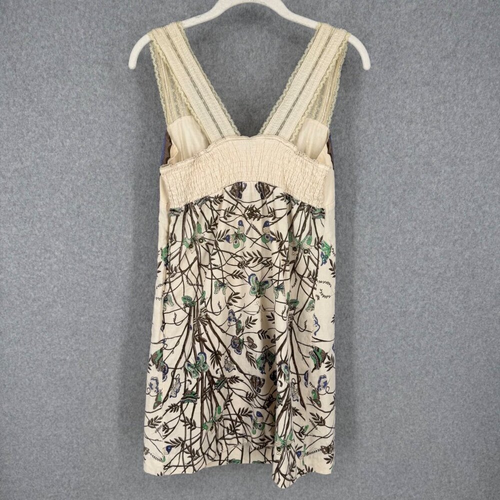 Free People Madame Butterfly Mini Dress Size 10 Cream VTG Y2K ASO Ashley Tisdale - Picture 4 of 13